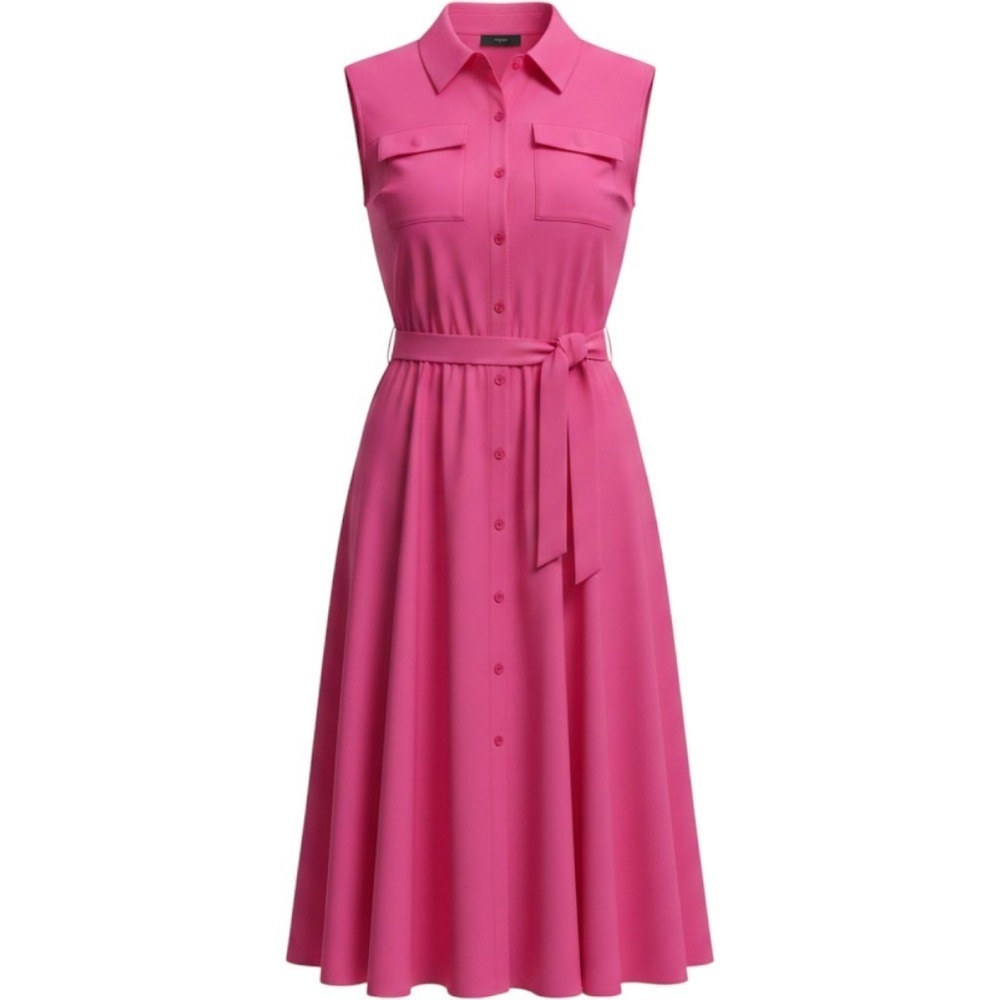 T Tahari Cap Sleeve Fit & Flare Pink‎ Belted Shirtdress Womens Size 10 NWT